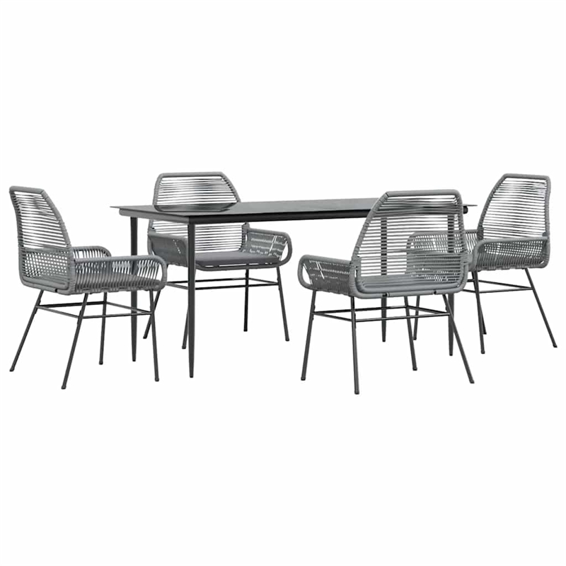 vidaXL Poly Rattan Garden Dining Set in Black
