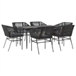 vidaXL 7 Piece Poly Rattan Garden Dining Set in Black/Dark Gray