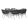 vidaXL 7 Piece Poly Rattan Garden Dining Set in Black/Dark Gray