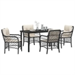 vidaXL 5 Piece Poly Rattan Garden Dining Set with Cushions in Black