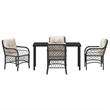 vidaXL 5 Piece Poly Rattan Garden Dining Set with Cushions in Black