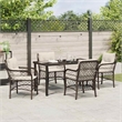 vidaXL 5 Piece Poly Rattan Garden Dining Set with Cushions in Black