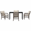 vidaXL 5 Piece Poly Rattan Garden Dining Set with Cushions in Black