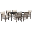 vidaXL 7 Piece Poly Rattan Garden Dining Set with Cushions in Black
