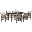 vidaXL 7 Piece Poly Rattan Garden Dining Set with Cushions in Black