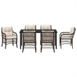 vidaXL 7 Piece Poly Rattan Garden Dining Set with Cushions in Black