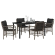 vidaXL 5 Piece Poly Rattan Garden Dining Set with Cushions in Black