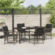vidaXL 5 Piece Poly Rattan Garden Dining Set with Cushions in Black