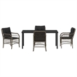 vidaXL 5 Piece Poly Rattan Garden Dining Set with Cushions in Black