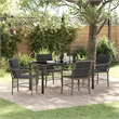 vidaXL 5 Piece Poly Rattan Garden Dining Set with Cushions in Black