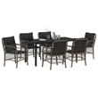 vidaXL 7 Piece Poly Rattan Garden Dining Set with Cushions in Black