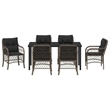 vidaXL 7 Piece Poly Rattan Garden Dining Set with Cushions in Black