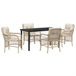 vidaXL 5 Piece Poly Rattan Garden Dining Set with Cushions in Black