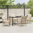 vidaXL 5 Piece Poly Rattan Garden Dining Set with Cushions in Black