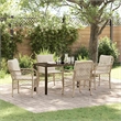 vidaXL 5 Piece Poly Rattan Garden Dining Set with Cushions in Black