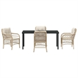 vidaXL 5 Piece Poly Rattan Garden Dining Set with Cushions in Black