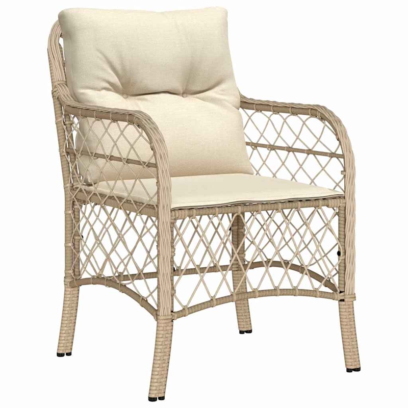 vidaXL 7 Piece Poly Rattan Garden Dining Set with Cushions in Black