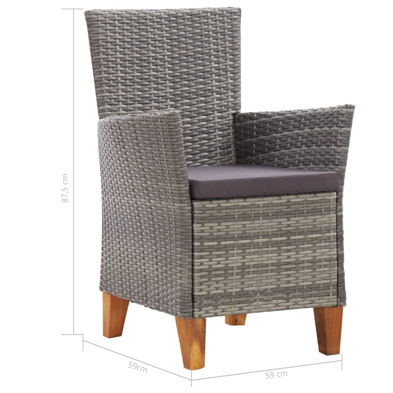 vidaXL 5 Piece Rattan Garden Dining Set in Gray