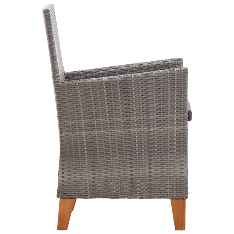 vidaXL 5 Piece Rattan Garden Dining Set in Gray