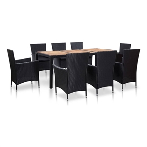 vidaXL 9 Piece Rattan Garden Dining Set in Black