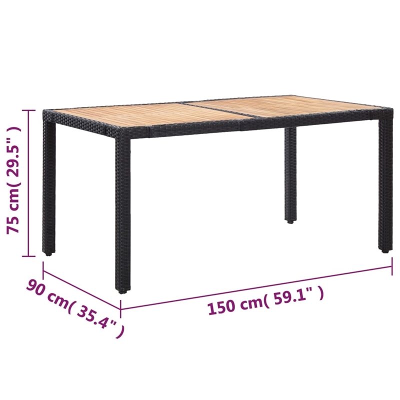 vidaXL 7 Piece Powder-Coated Steel Garden Dining Set in Black