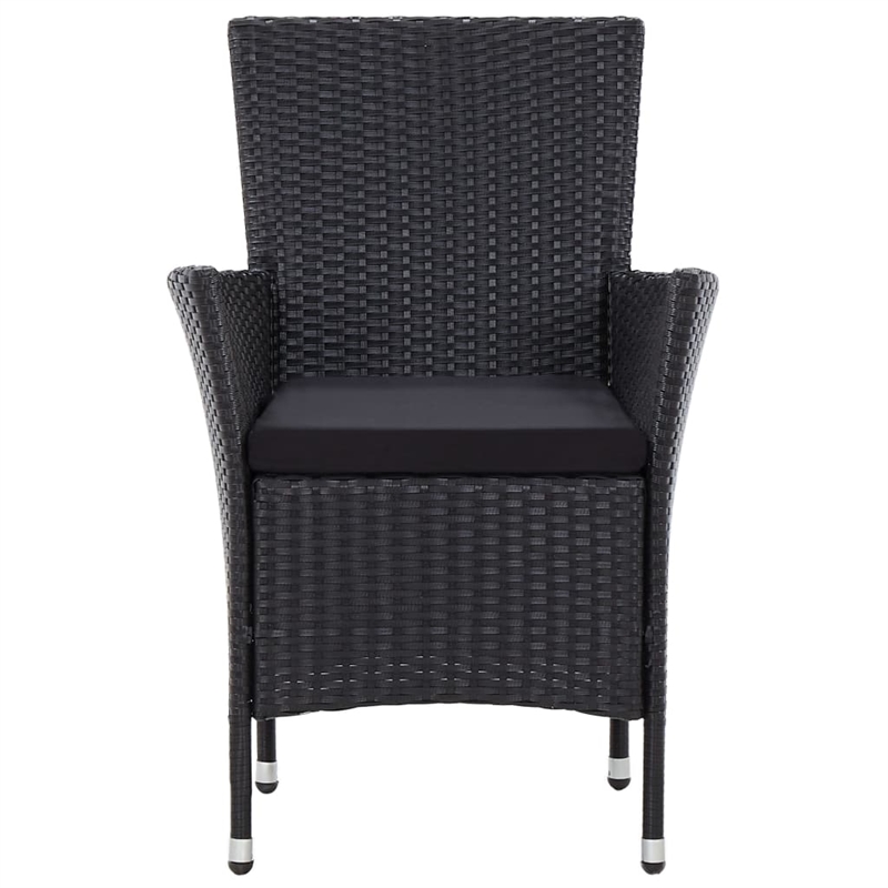 vidaXL 7 Piece Powder-Coated Steel Garden Dining Set in Black