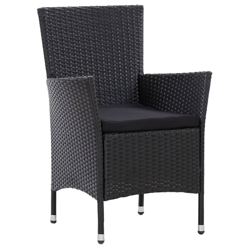 vidaXL 7 Piece Powder-Coated Steel Garden Dining Set in Black