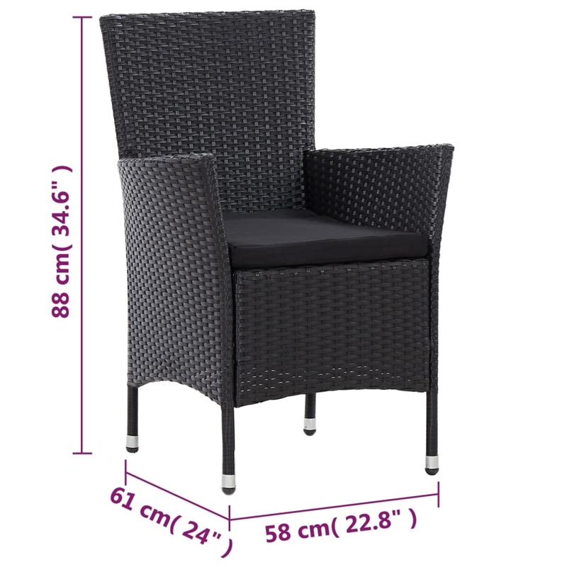 vidaXL 7 Piece Powder-Coated Steel Garden Dining Set in Black
