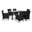 vidaXL 7 Piece Powder-Coated Steel Garden Dining Set in Black