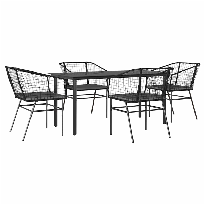 vidaXL 5 Piece Steel Garden Dining Set in Black