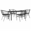 vidaXL 5 Piece Steel Garden Dining Set in Black