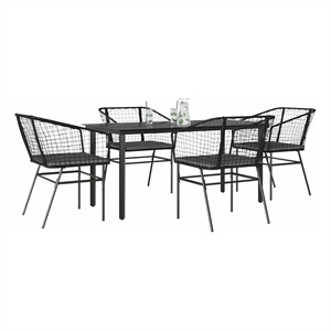 vidaXL 5 Piece Steel Garden Dining Set in Black