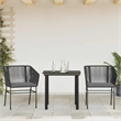 vidaXL 3 Piece Poly Rattan Garden Dining Set in Black/Dark Gray