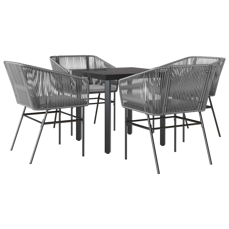 vidaXL 5 Piece Steel Garden Dining Set in Black