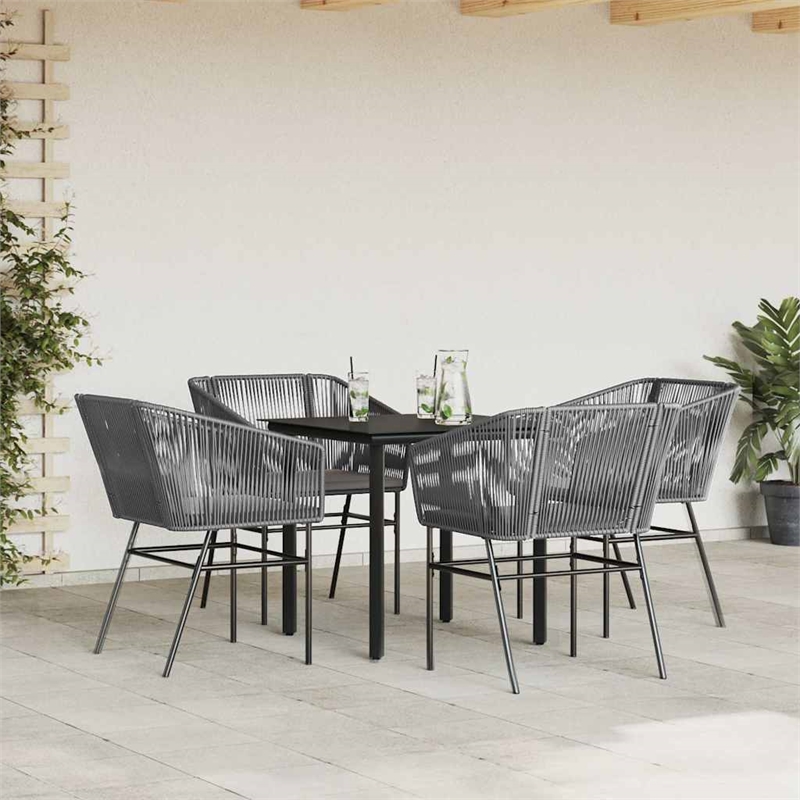 vidaXL 5 Piece Steel Garden Dining Set in Black