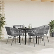 vidaXL 5 Piece Steel Garden Dining Set in Black