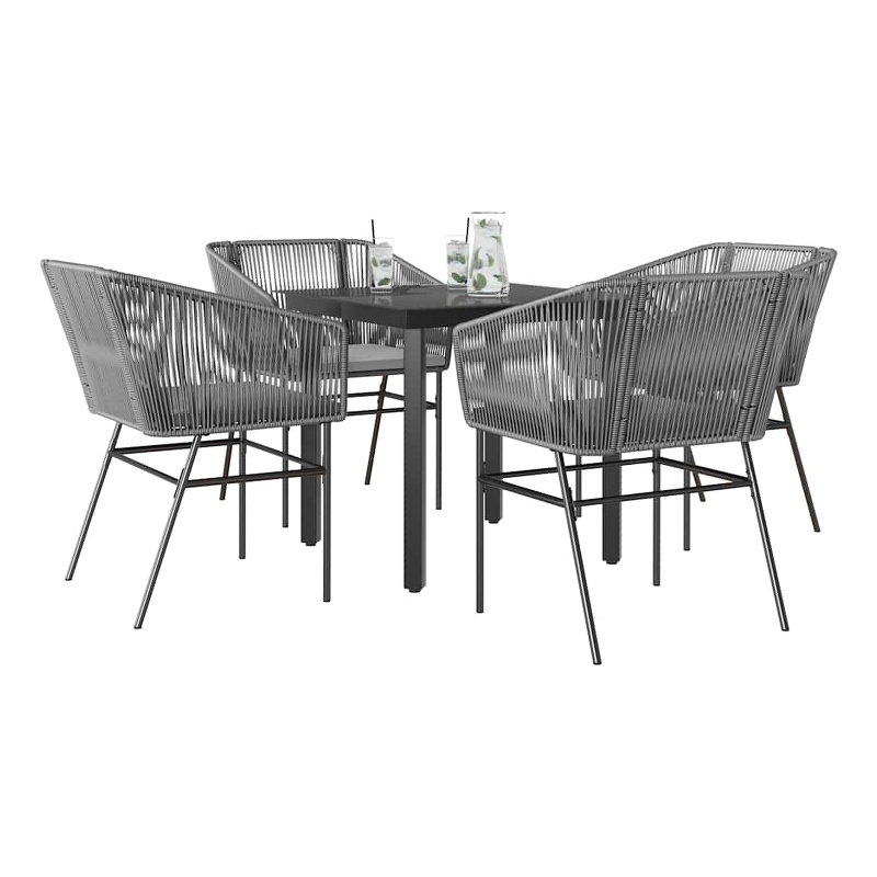 vidaXL 5 Piece Steel Garden Dining Set in Black
