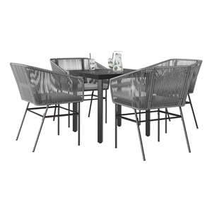 vidaXL 5 Piece Steel Garden Dining Set in Black