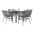 vidaXL 5 Piece Steel Garden Dining Set in Black