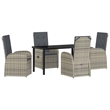 vidaXL 5 Piece Poly Rattan Garden Dining Set with Cushions in Black