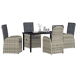vidaXL 5 Piece Poly Rattan Garden Dining Set with Cushions in Black
