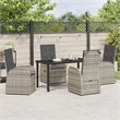 vidaXL 5 Piece Poly Rattan Garden Dining Set with Cushions in Black