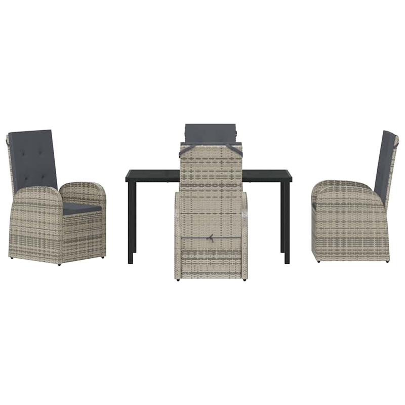 vidaXL 5 Piece Poly Rattan Garden Dining Set with Cushions in Black