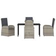 vidaXL 5 Piece Poly Rattan Garden Dining Set with Cushions in Black