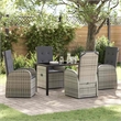 vidaXL 5 Piece Poly Rattan Garden Dining Set with Cushions in Black