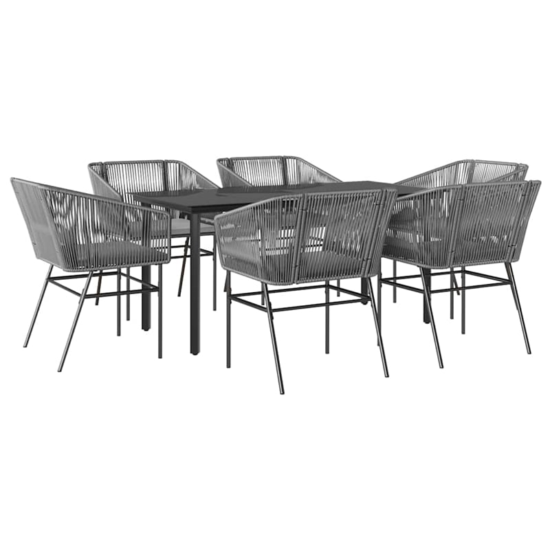 vidaXL Poly Rattan Garden Dining Set in Black