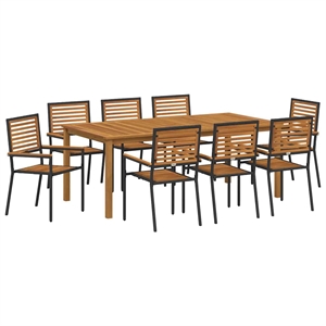 vidaXL Poly Rattan Garden Dining Set in Black