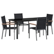vidaXL 5 Piece Powder-Coated Steel Garden Dining Set in Black