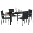 vidaXL 5 Piece Powder-Coated Steel Garden Dining Set in Black