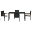 vidaXL 5 Piece Powder-Coated Steel Garden Dining Set in Black